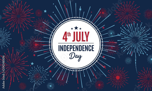 Foto Fourth of july independence day celebration with fireworks vector illustration