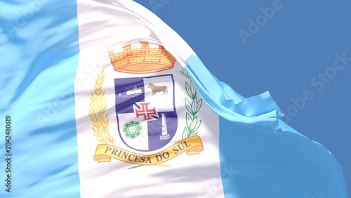 A bandeira de Pelotas, município do estado do Rio Grande do Sul, Brasil - Ilustração 3D