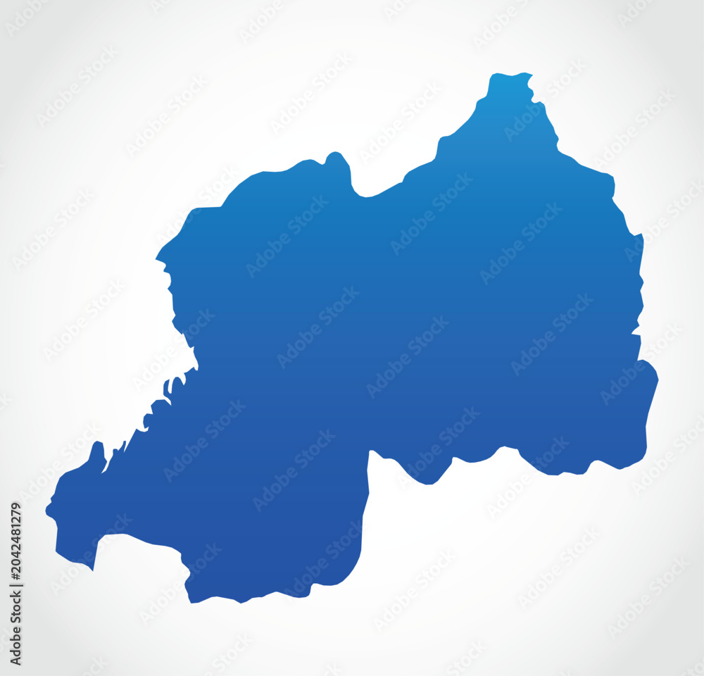 Fototapeta premium Vector graphic artwork suitable for print and web containing flat detailed map of RWANDA
