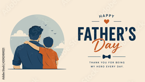 Fotografía Father and son embracing together on happy fathers day celebration card design f