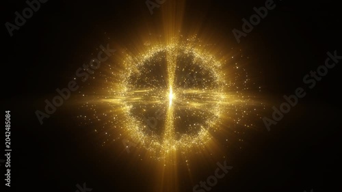 4K Golden Particle Sphere Animation with Glowing Sparkles and Shimmering Light Trails Abstract 3D Energy Orb Motion Video 60fps