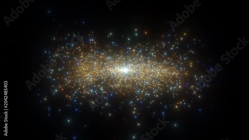 4K Cosmic Golden Particle Explosion of Glowing Stardust and Sparkling Light Particles Abstract 3D Motion Video 60fps
