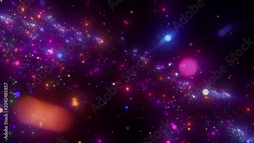 4K Magical Purple Particle Bokeh Explosion of Colorful Glowing Sparkles and Fantasy Light Trails Abstract 3D Motion Video 60fps