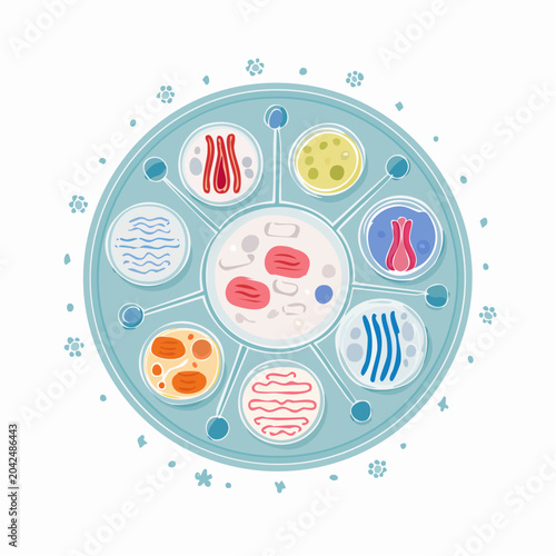 Illustration of Cell Biology and Organelles