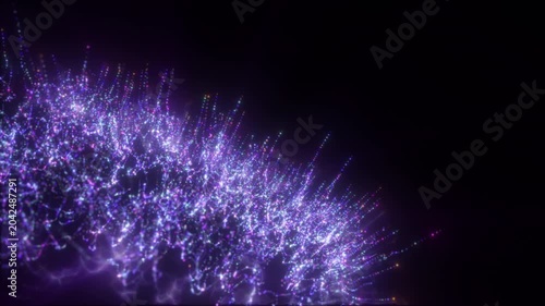 4K Purple Particle Wave with Glowing Bokeh Sparkles and Flowing Stardust Fantasy Abstract 3D Motion Video 60fps