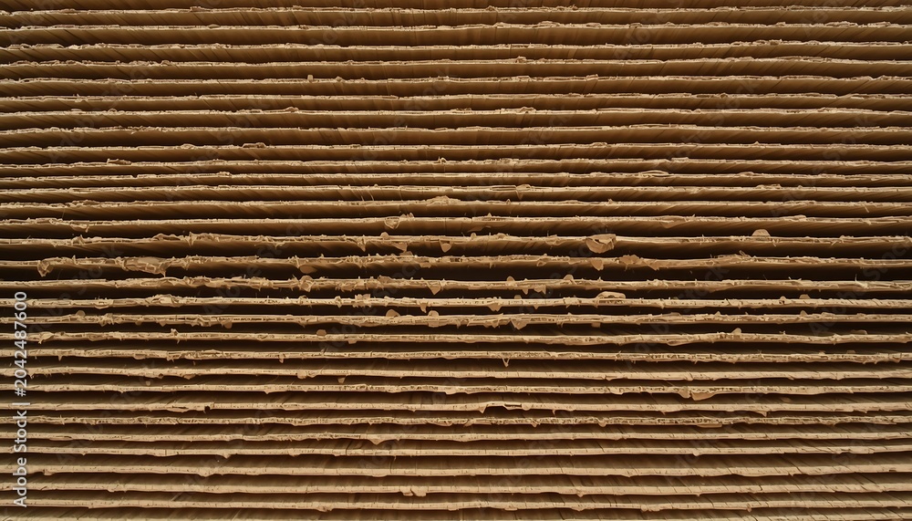 Obraz premium A detailed, horizontal view of stacked rough-cut wooden boards with visible grain and texture, creating a rustic and natural background.