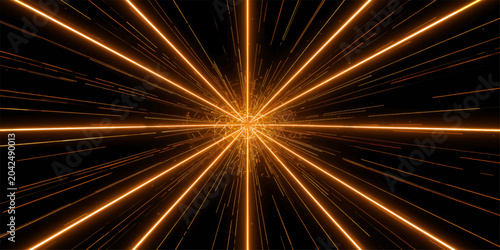 Bild auf Leinwand Fractal burst of light in space with glowing abstract rays, energy beams, and br