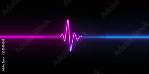 Tableau sur toile EKG heartbeat on monitor forming heart shape with pulse graph line illustration