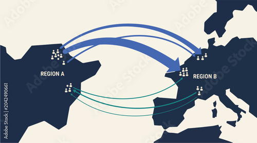 Fotografía Population Mobility Trends and Human Migration Flow Concept Vector