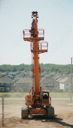 Construction Lift Equipment on Site with Residential Background
