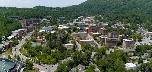 Aerial panorama of Boone, North Carolina and Appalachian State University in North Carolina.