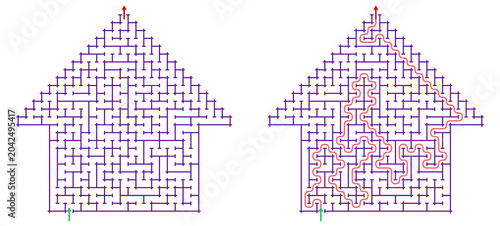 Canvas Print Intricate labyrinth house showcasing complex pathways and routes within a home structure