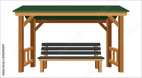 Cuadro en lienzo wooden gazebo with bench vector outdoor furniture