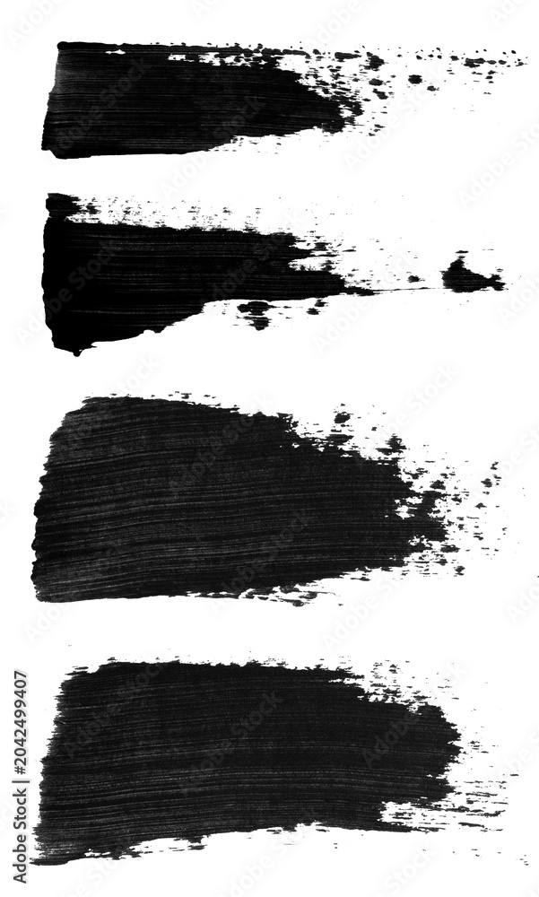 Fototapeta premium Four distinct black ink brush strokes