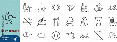 Foto Daily routine activity habit line icons