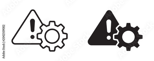 Photos System error icon set, software failure warning and application malfunction symbol, outline and solid style