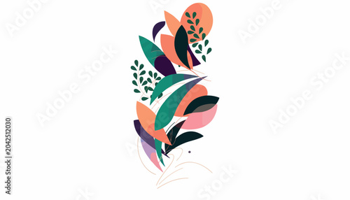 Colorful abstract floral design, modern artistic background