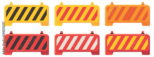 Photos Construction Barricades and Road Safety Barrier Vector Collection with Traffic C