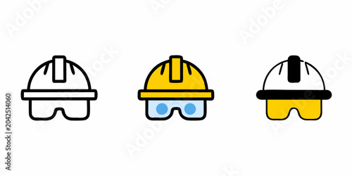 Photos safety helmet icons in flat style construction