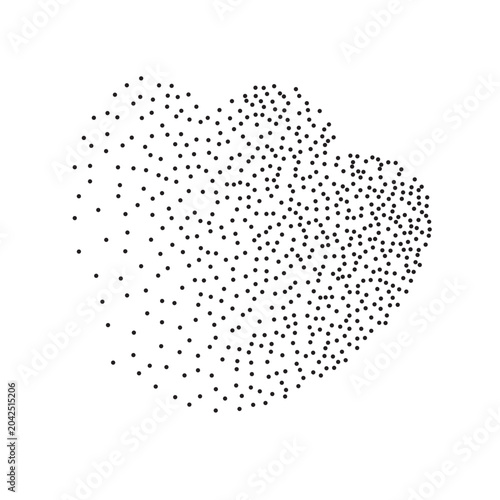Geometric form sand effect stipple textured shapes vector illustration, round confetti dots grunge pattern. Abstract ornament festive template concept, speckled chaotic particles, geometric image