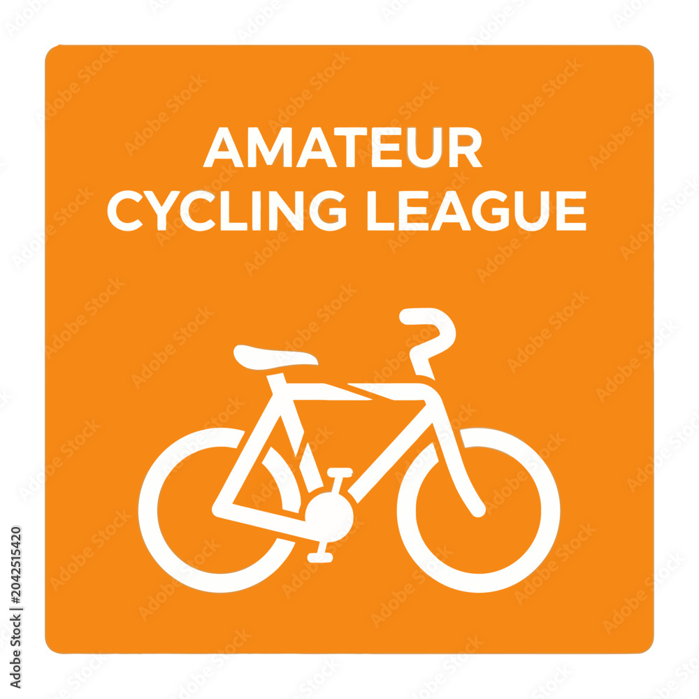 Fototapeta premium Amateur Cycling League Logo Bicycle Sports Theme Vibrant Orange Background