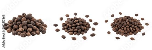 Tableau sur toile Roasted Dark Coffee Beans Set Isolated on White Background Organic Premium Arabi