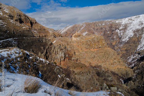 snow covered rocks