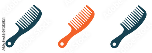 Cuadro en lienzo Comb vector icon set in black, orange, and purple colors for grooming, haircare, and personal styling concepts