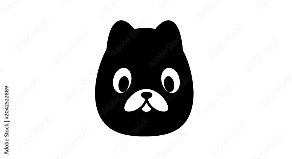 Fototapeta premium Black Cat Face Cartoon Character.