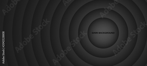Принти на полотні Abstract dark concentric circles background, layered radial rings, smooth gradie