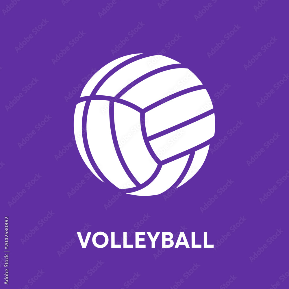 Fototapeta premium Clean Minimalist Volleyball Icon Design With Bold Purple Background