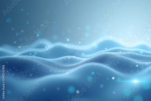 Soft blue waves with glowing particles and smooth gradients, abstract composition symbolizing fluidity, calmness, and energy for design, technology, and wellness concepts. AI generated image