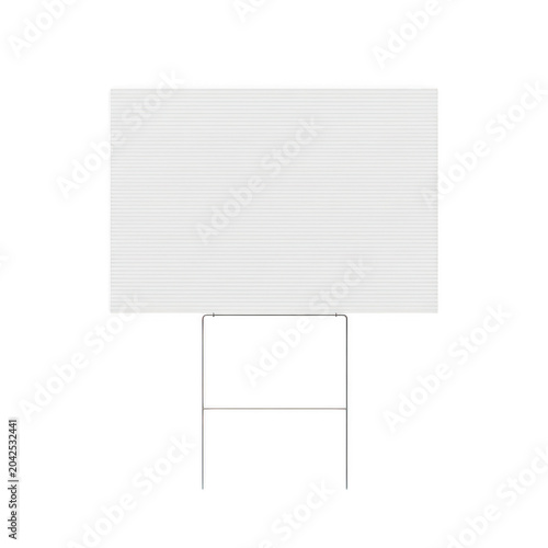 Blank white sign with lined texture on a single pole