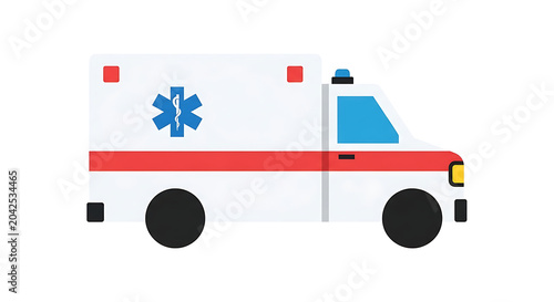 Flat vector illustration of an ambulance vehicle