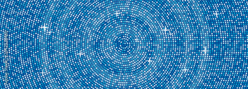 Blue Disco Ball Circular Mosaic Pattern With Sparkle Background
