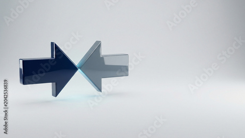 Glossy Blue and Silver Arrows Pointing Together on Bright Background Evoking Unity Connection and Strategy Perfect for Business Advertising Presentation and Branding Design