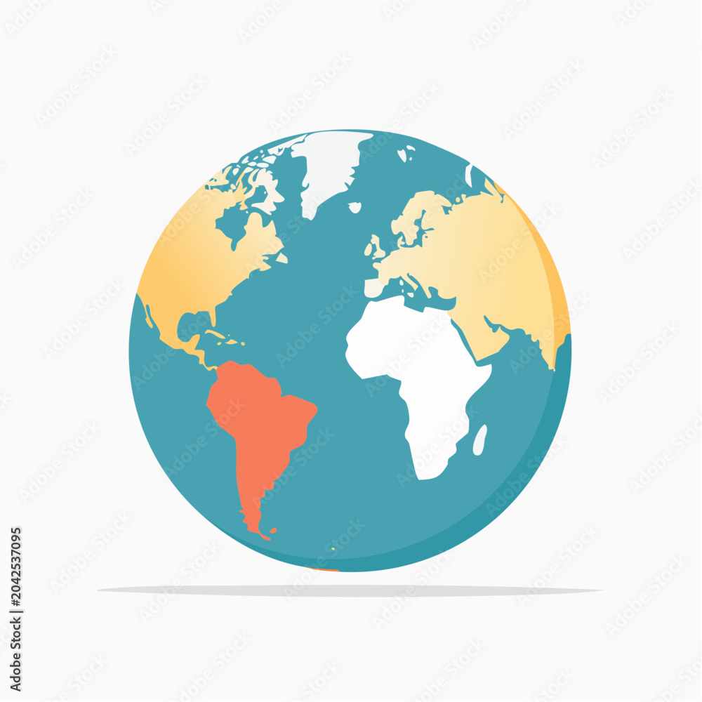 Fototapeta premium Stylized Globe with South America Highlighted