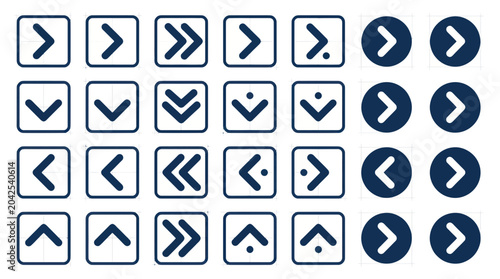 Fotografía Set of blue navigation arrows and pointers on white background