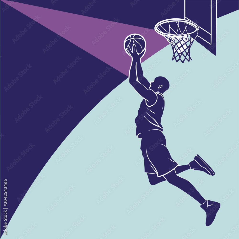 Naklejka premium Basketball Player Silhouette Isolated on White Background