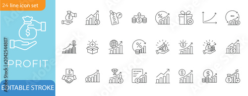 Photography Profit line icon set