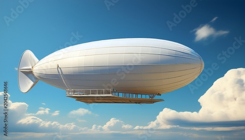 white blimp in blue sky blank canvas for ads