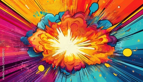 colorful comic book explosion background in pop art style