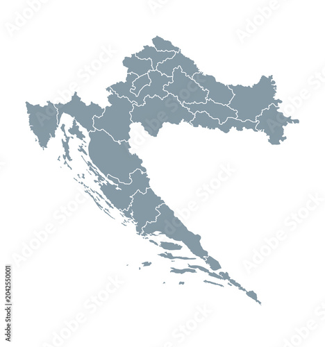 Quadro em tela Map of Croatia with provincies borders
