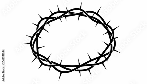 Bild auf Leinwand Crown of thorns, black vector, thorny wreath, symbol of suffering