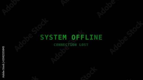 Digital Motion of System Offline Error Message in Computer Screen.
