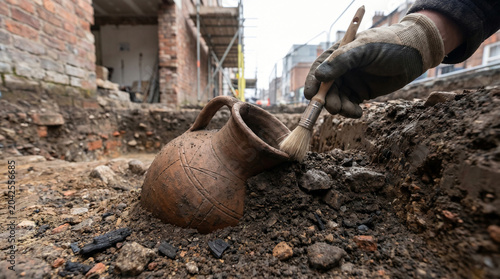 Ancient pottery vessel discovered at urban archaeology excavation