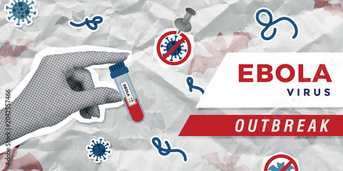 Schilderij op canvas Ebola virus collage with halftone hand holding test tube with positive ebola test
