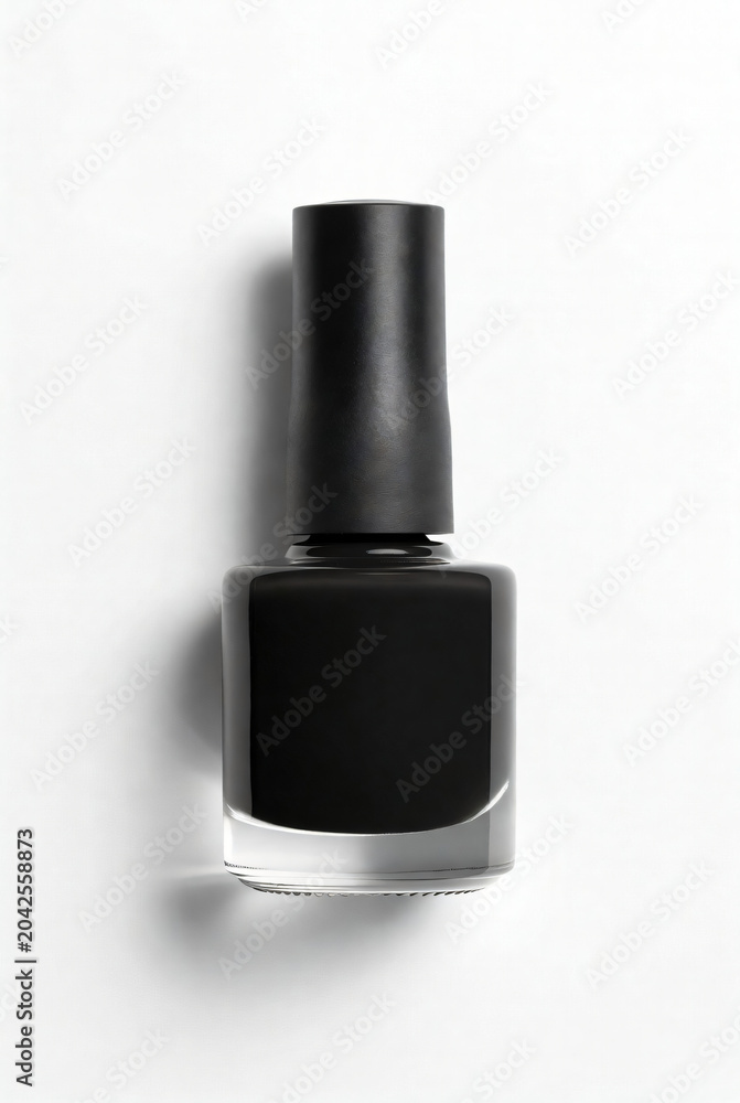 Obraz premium Matte Black Nail Polish Bottle Blank Packaging Isolated on White