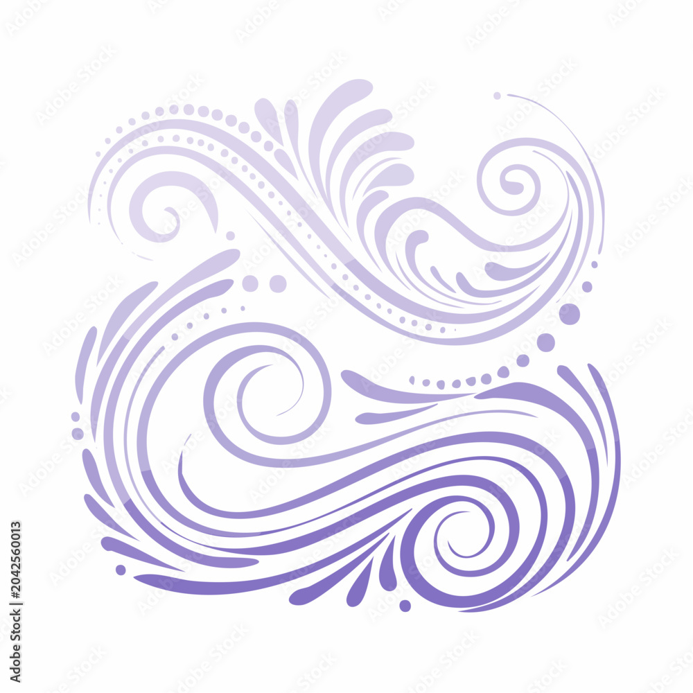 Fototapeta premium Purple Swirls and Flourishes Decorative Element