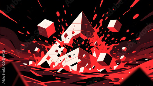 abstract pyramid collapse